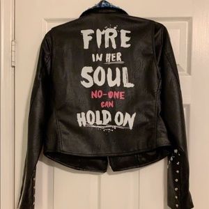 Black Leather Biker Jacket.